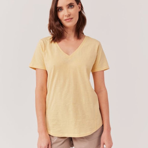 Pact Women's Daffodil Relaxed V-Neck Tee - Picture 1 of 4